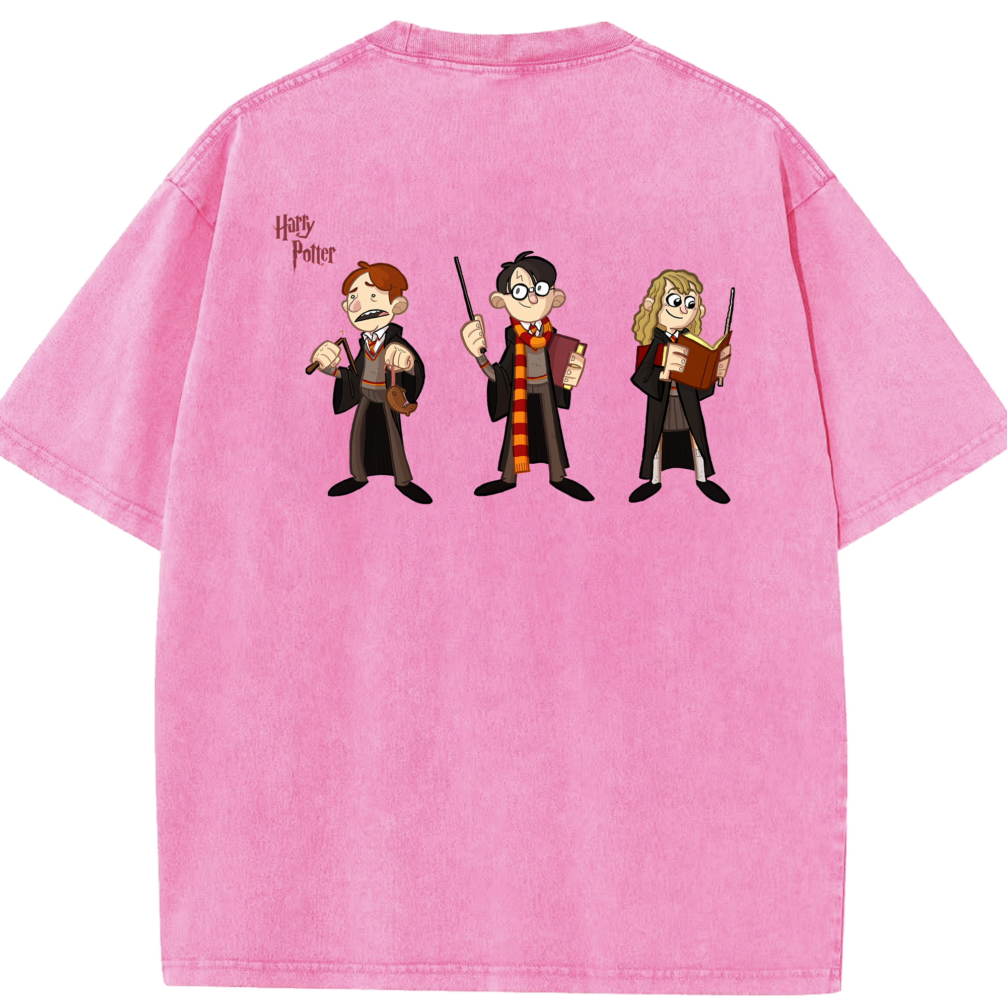 （画像用） Harry Potter ハリー・ポッターシリーズ 綿100% ヴィンテージ風 半袖Tシャツ（背面プリント）